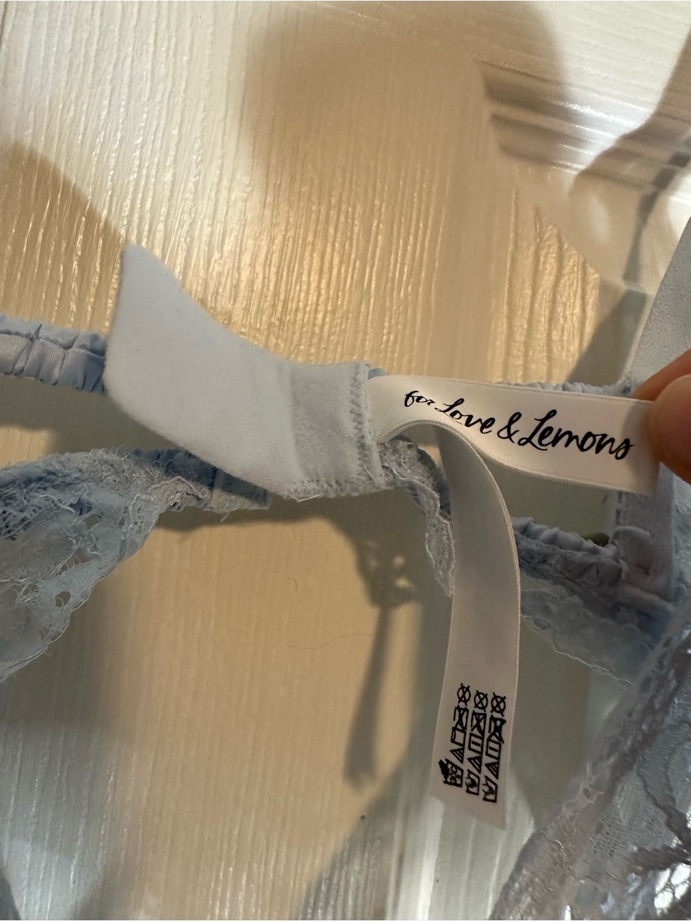 For Love And Lemons Pale Blue Lace Strappy Teddy - Picture 3 of 4